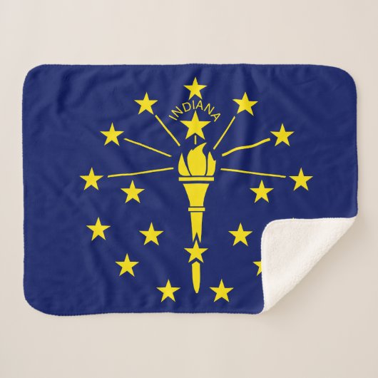 Indiana State Vlag Print Patriottisch Sherpa Deken (Voorkant (horizontaal))