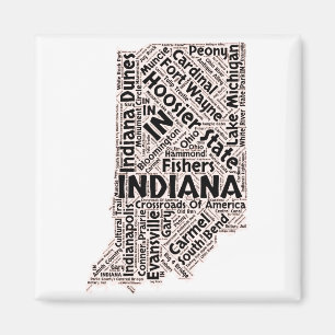 Indiana State Word Cloud Magneet
