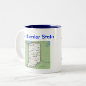 Indiana Symbols & Map Tweekleurige Koffiemok (Voorkant links)