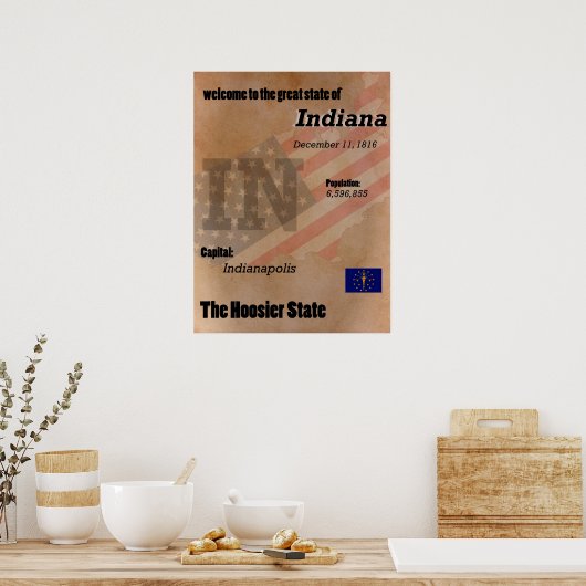 Indiana The Hoosier State Classic Poster (Keuken)
