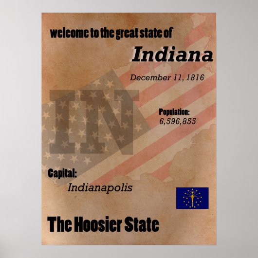Indiana The Hoosier State Classic Poster (Voorkant)