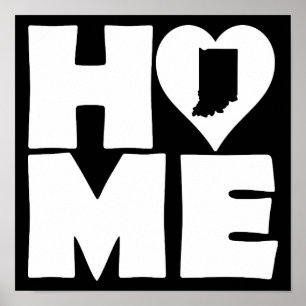 Indiana Thuis Hart Staat Poster Bord