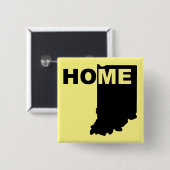 Indiana Thuis Weg Van Staat Knop Badge Speld Vierkante Button 5,1 Cm (Voorkant /achterkant)