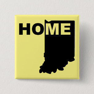 Indiana Thuis Weg Van Staat Knop Badge Speld Vierkante Button 5,1 Cm
