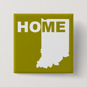 Indiana Thuis Weg Van Staat Knop Badge Speld Vierkante Button 5,1 Cm