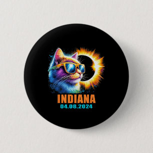 Indiana Totale Zonsverduistering 2024 Kat Zonsverd Ronde Button 5,7 Cm