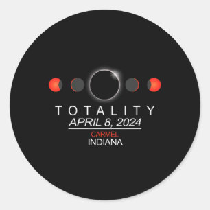 Indiana Totale Zonsverduistering 2024 Ronde Sticker