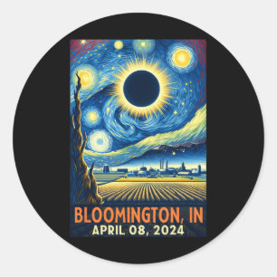 Indiana Totale Zonsverduistering 2024 Sterrennacht Ronde Sticker