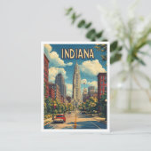 Indiana USA Art Vintage Illustratie Reizen Briefkaart (Staand voorkant)