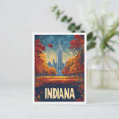 Indiana USA Art Vintage Illustration Travel Briefkaart (Staand voorkant)