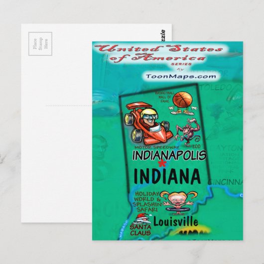 Indiana USA Kaart (Voorkant / Achterkant)