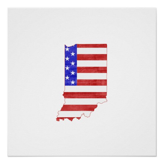 Indiana USA silhouette state map Poster (Voorkant)