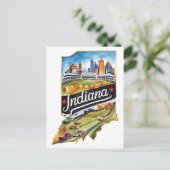 Indiana USA State Shaped  Waterverf Briefkaart (Staand voorkant)