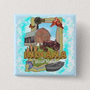Indiana Vierkante Button 5,1 Cm