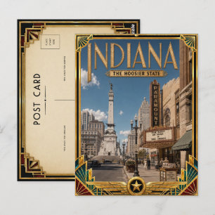 Indiana Vintage Art Deco Gouden Tijdperk Briefkaart