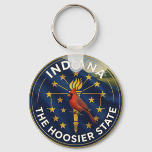 🏀 Indiana Vlag en Noordelijke Kardinaal Hoosier Sleutelhanger