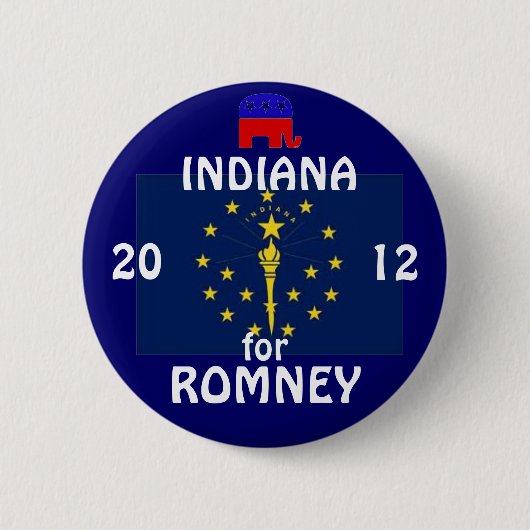 Indiana voor Romney 2012 Ronde Button 5,7 Cm (Voorkant)