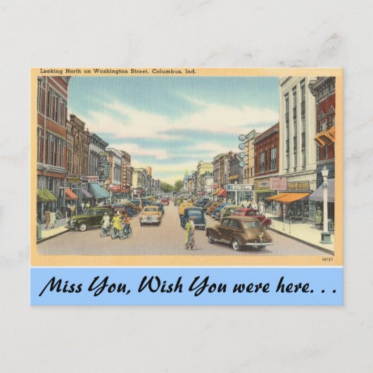 Indiana, Washington Street, Columbus Briefkaart (Voorkant)