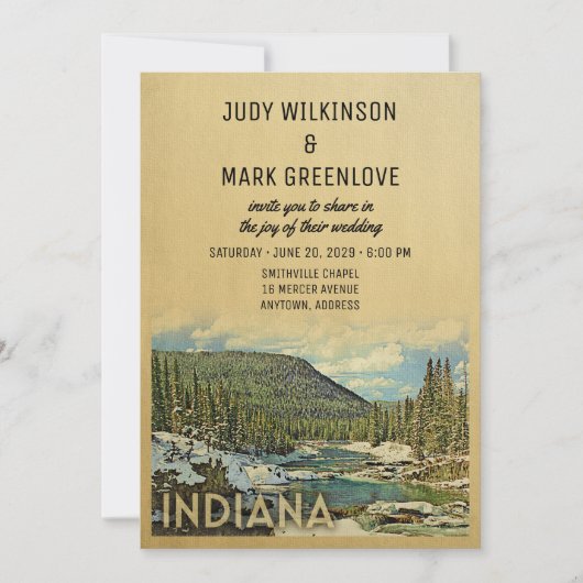 Indiana Wedding Invitation  Natuur Kaart (Voorkant)