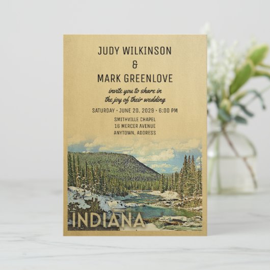Indiana Wedding Invitation  Natuur Kaart (Staand voorkant)