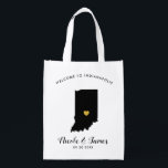Indiana Wedding Welcome Bag Black & Gold Tas Boodschappentas<br><div class="desc">Vul deze welkomsttas met favoriete godies voor je gasten als ze in Indiana aankomen!</div>