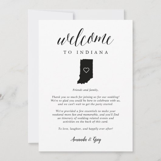 Indiana Wedding Welcome Letter & Itinerary (Voorkant)