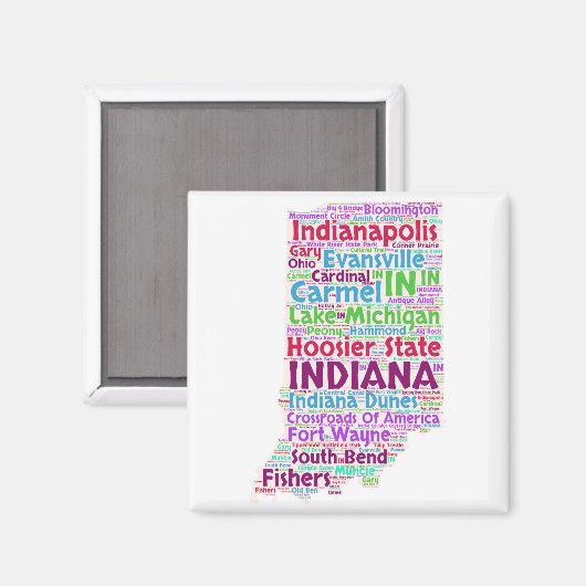 Indiana Word Cloud Magneet (Voorkant / Achterkant)