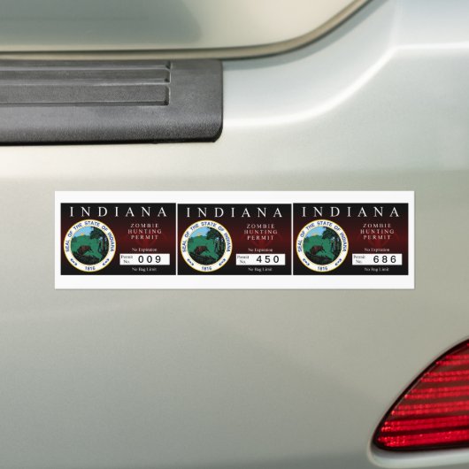 Indiana Zombie Hunting Permit Bumpersticker (Op auto)