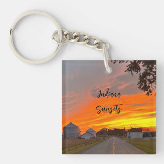 Indiana Zonsondergang Platteland Landweg Sleutelha Sleutelhanger