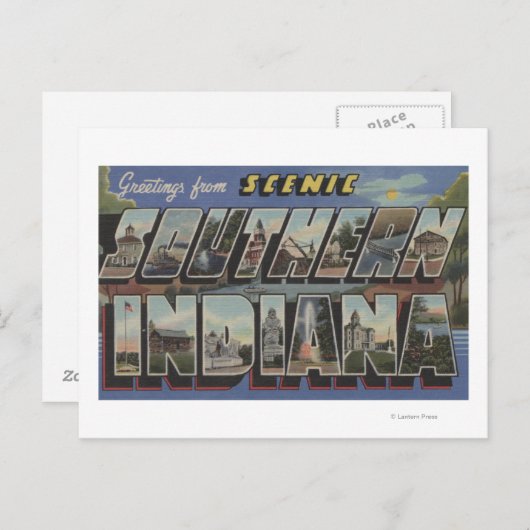 Indiana (Zuid) - Grote Letter-scènes Briefkaart (Voorkant / Achterkant)