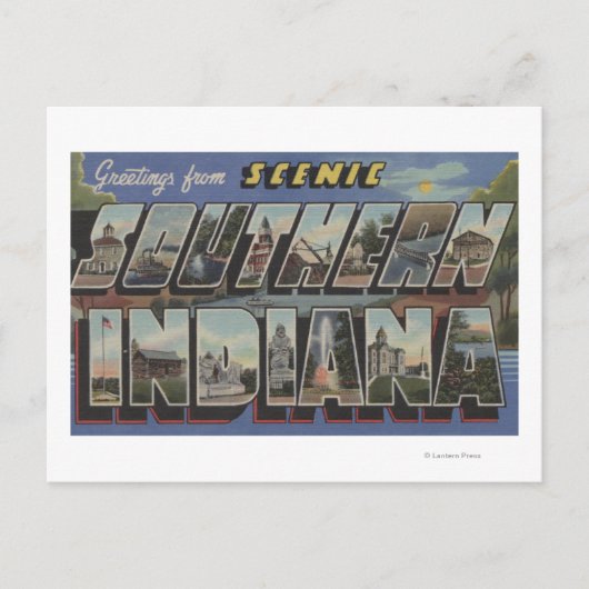 Indiana (Zuid) - Grote Letter-scènes Briefkaart (Voorkant)