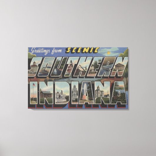 Indiana (Zuid) - Grote Letter-scènes Canvas Afdruk (Voorkant)