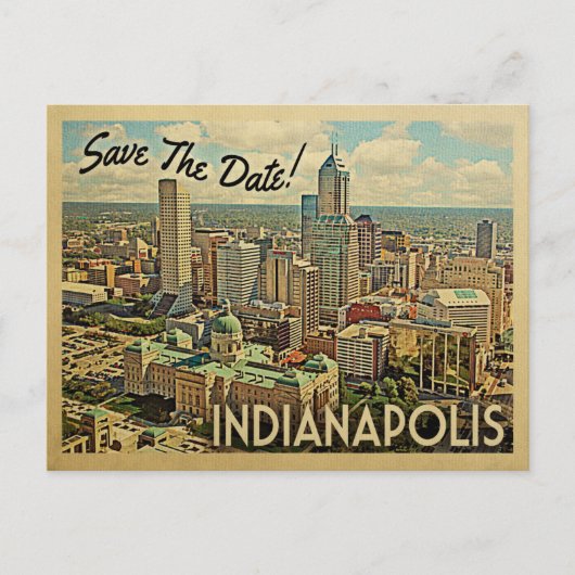 Indianapolis bewaart de datum Indiana Aankondigingskaart (Voorkant)