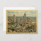 Indianapolis Briefkaart Indiana Vintage Travel (Voorkant / Achterkant)