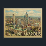 Indianapolis Briefkaart Indiana Vintage Travel<br><div class="desc">Indianapolis Indiana-design in Vintage Travel-stijl met een uitgebreid skyline-uitzicht in de stad.</div>