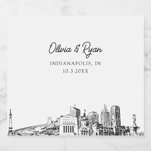 Indianapolis Bruiloft Champagne Label Sparkling Wijnetiket (Enkel label)