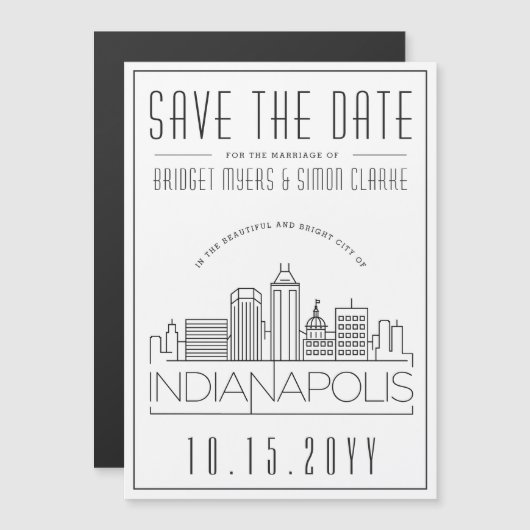 Indianapolis bruiloft gestileerd Save the Date Magnetische Uitnodiging (Voorkant / Achterkant)