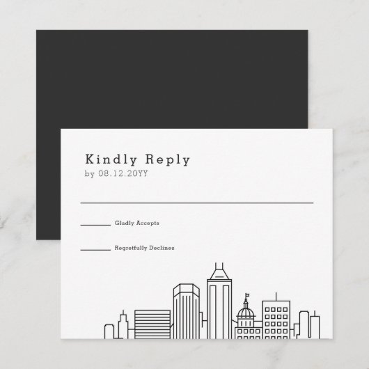 Indianapolis bruiloft | Gestileerde Skyline RSVP (Voorkant / Achterkant)