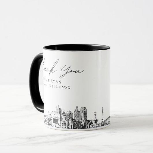 Indianapolis Bruiloft Minimale aangepaste koffie M Mok (Voorkant links)