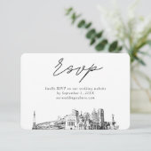 Indianapolis Bruiloft Minimalistische Schets RSVP Informatiekaartje (Staand voorkant)