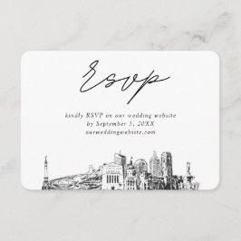 Indianapolis Bruiloft Minimalistische Schets RSVP Informatiekaartje