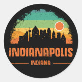  Indianapolis City Bloomington Retro Ronde Sticker (Voorkant)