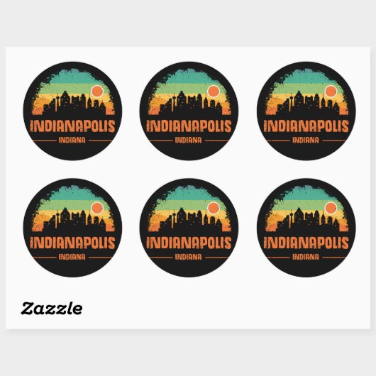  Indianapolis City Bloomington Retro Ronde Sticker (Vel)