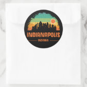  Indianapolis City Bloomington Retro Ronde Sticker (Tas)