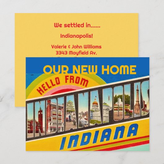 Indianapolis IN Begroetingsaankondiging Briefkaart (Voorkant / Achterkant)