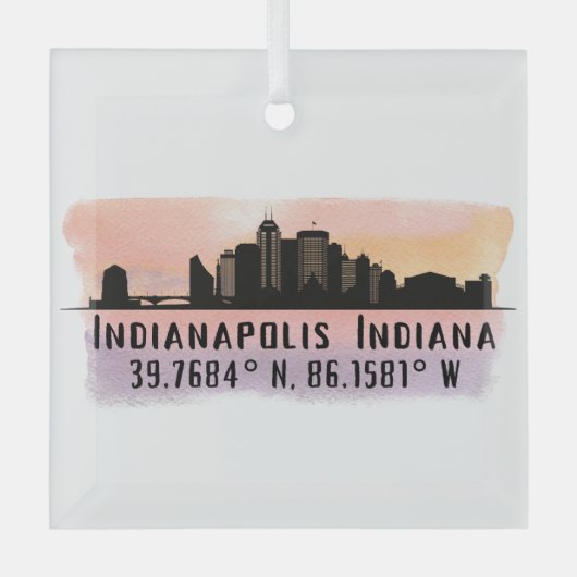 Indianapolis in City Skyline Glass Ornament (Voorkant)