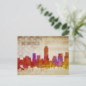 Indianapolis, IN | Waterverf City Skyline Briefkaart (Staand voorkant)