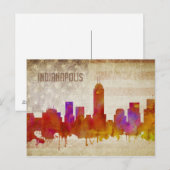 Indianapolis, IN | Waterverf City Skyline Briefkaart (Voorkant / Achterkant)