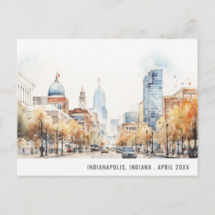 Indianapolis, Indiana Aquarel Landschap Bruiloft Briefkaart