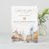 Indianapolis, Indiana Aquarel Landschap Bruiloft Save The Date (Staand voorkant)